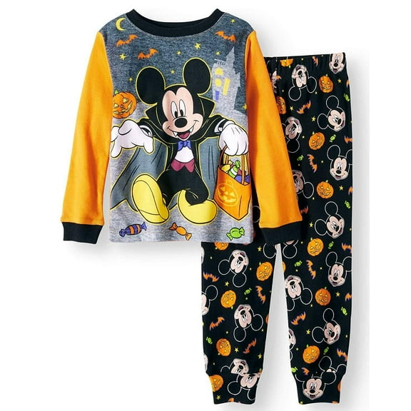 Disney Mickey 2 PC Halloween Long Sleeve Tight Fit Cotton Pajama Set Boy Size 3T