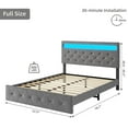 thumbnail image 5 of LED Full Size Bed Frame, Upholstered Platform Bed Frame Full with LED Lights and Charging Station, Sturdy Wooden Slats Support, Grey, 5 of 6