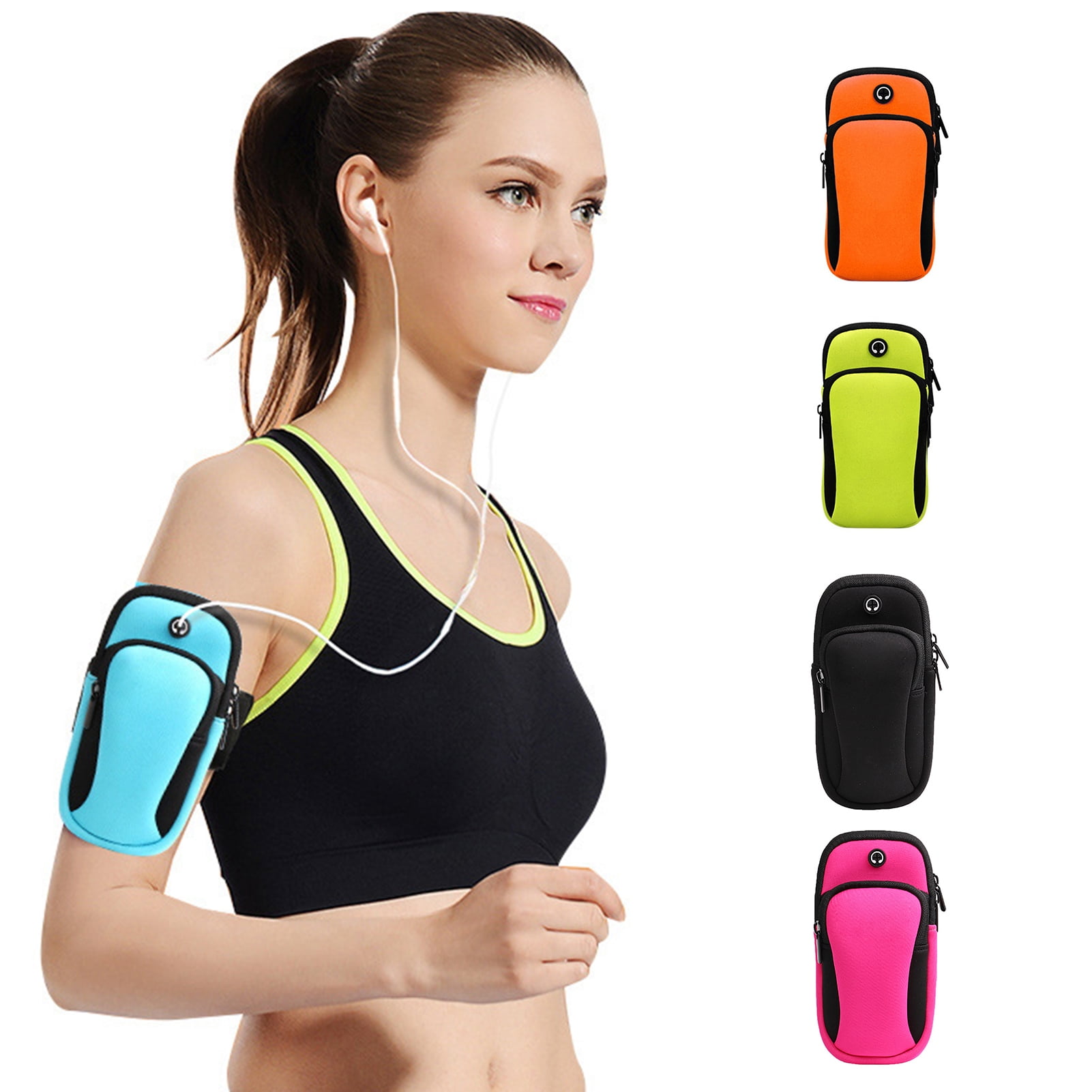 Unisex Outdoor Running Waterproof Wristbands Phone Armband Protector Sports Arm Bag Fitness Gym Cycling Breathable Smart Mobile Light Weight Leg Pack with Earphone Hole for Under 5.5 Phone 