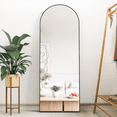 thumbnail image 5 of CISTEROMAN Full Length Mirror Arched Mirror, Floor Mirror with Stand, 64" x 21" Full Body Mirror Black Arch Standing Mirror Large Bedroom Mirror, 5 of 9