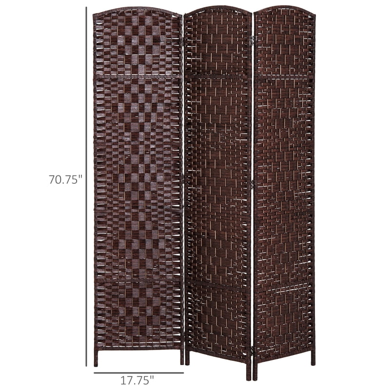 Alvantor 3-Panel Folding Privacy Screen, Hand-Woven Room Divider with 360° Hinges 53.1"xo.75"x70.9" Brown
