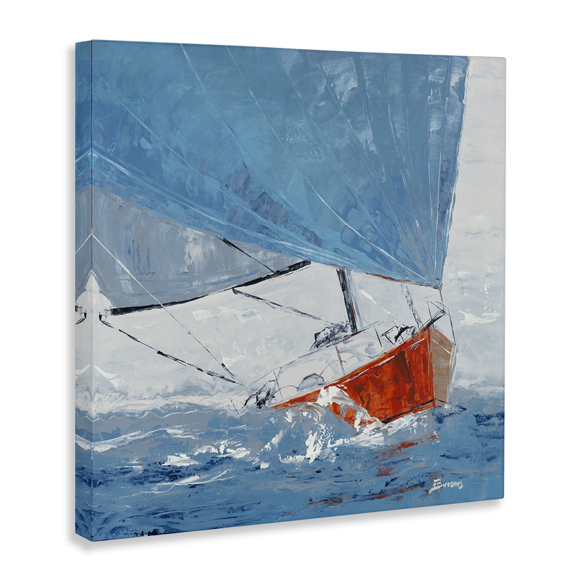 Stupell Industries Crashing Waves Against Boat Nautical & Beach Painting Wrapped Canvas Art Print Wall Art, 30 x 30