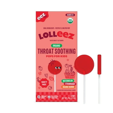 Lolleez Organic Throat Soothing Pops for Kids, Variety Pack, 10 Count