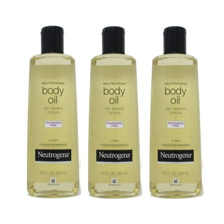 3 Pack Neutrogena Body Oil Fragrance Free Light Sesame Formula 8.5 Ounce