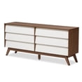 thumbnail image 4 of Bairbremy Studios Halfrida 6-Drawer Mid-Century Modern Style Dresser, White/Walnut, 4 of 15