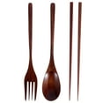 thumbnail image 4 of WHAMVOX  3 Pcs/Set Kitchen Fork Spoon Spoons Wooden Tableware Travel, 4 of 8