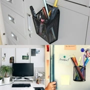 2 Models Mesh Pen Holder for Desk Casewin Black Wire Mesh Pencil Holder, Mesh Pen Holder Square&Pen Holder Round Shape, Magnetic Pencil Holder, for Refrigerator, Desk Whiteboard, Locker Accessories