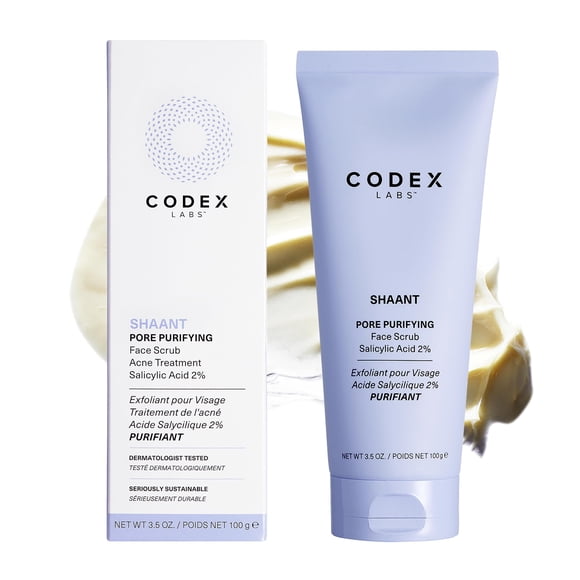 Codex Labs Shaant Pore Purifying Face Scrub - Exfoliante minimizador de poros con control de grasa - Para pieles grasas propensas al acné, todo tipo de piel - Con 2 % de ácido salicílico - Cuidado de