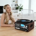 thumbnail image 4 of RetroAudio Record Player 10 in 1 3 Speed Bluetooth in/out Turntable CD Cassette Player AM/FM Radio USB/SD Recorder Aux-in RCA Line-Out,Red, 4 of 14