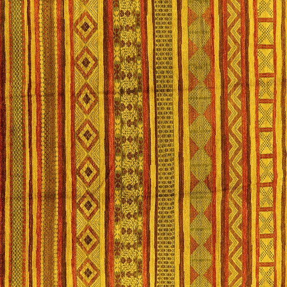 Ahgly Company Indoor Square Oriental Yellow Industrial Area Rugs, 6' Square