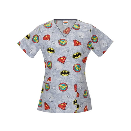 Women's Fashion Collection Super Heroes V-Neck Scrub Top