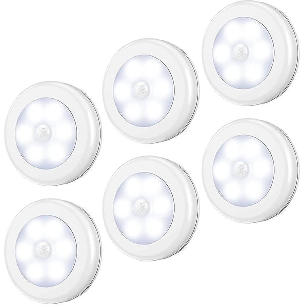 Luz nocturna LED con sensor de movimiento, juego de 6, encendido/apagado automático magnético con 3 metros
