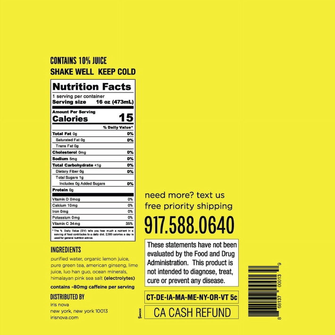 DIRTY LEMON, All Day Energy Drink with Pure Green Tea, 16 oz (6 Bottles per Case)