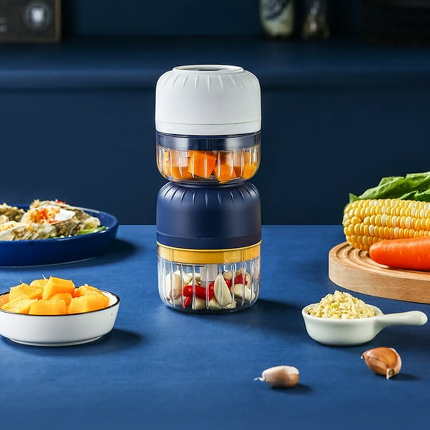 Picadora de ajo USB y procesador de alimentos - Picadora eléctrica de verduras de 200 ml con carga USB, motor de 22W y cuchillas de acero inoxidable para cebollas, jengibre, pimientos