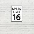 thumbnail image 3 of Speed Limit 16 Sign White Black Metal Sign Street Sign 7.8x11.8 Inch, 3 of 4