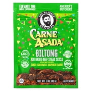 Bearded Butchers Carne Asada Biltong, 3 oz – Air-Dried Beef Snack, High Protein, Zero Sugar, Gluten-Free, 39g of Protein per Pack