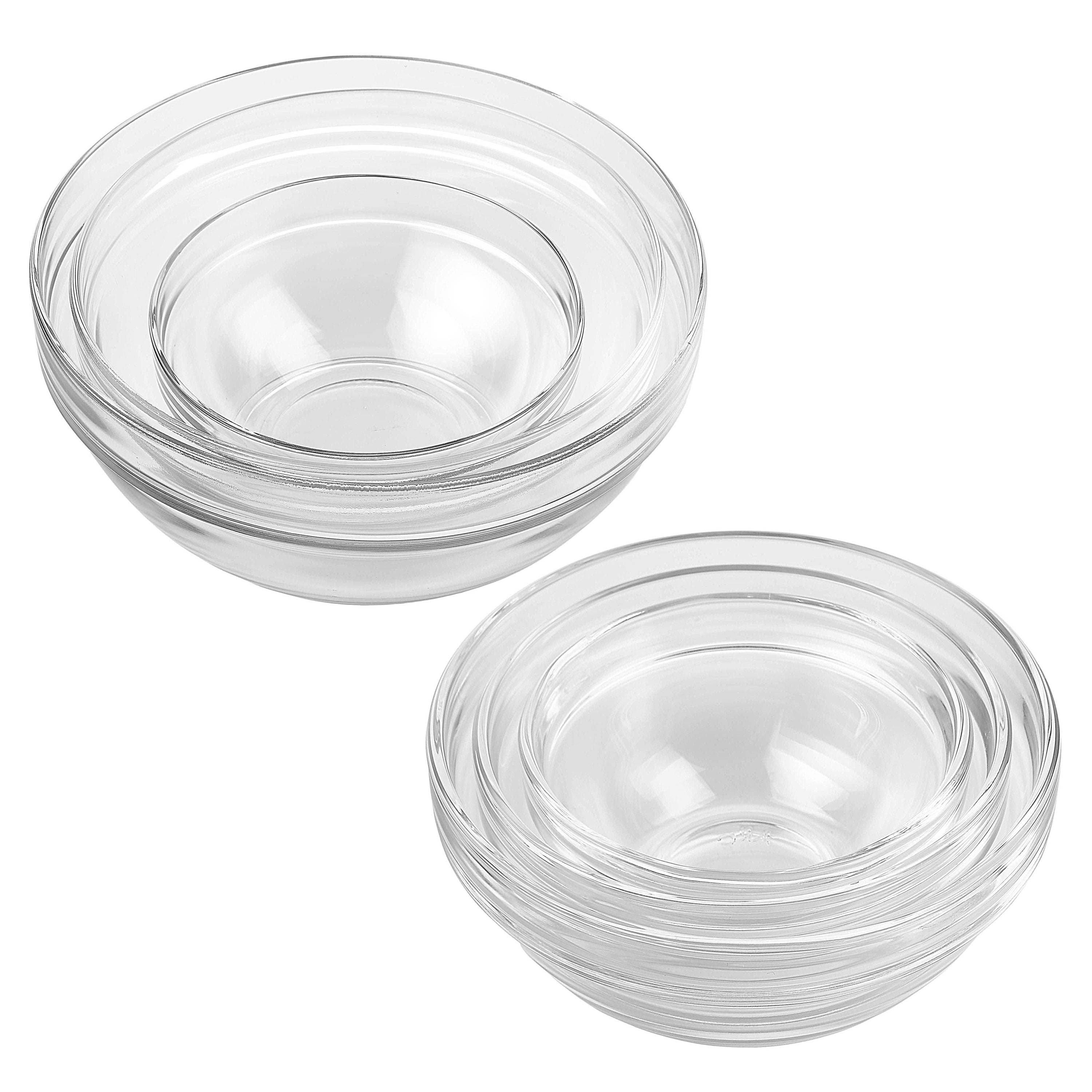 Lawei Set of 9 Glass Mixing Bowls - Glass Nesting Bowls Glass Prep Bowls  Clear Glass Salad Bowls for Kitchen Prep Salad, Cereal, Ice Cream, Pasta