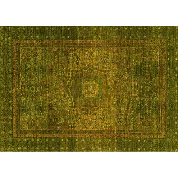Ahgly Company Indoor Rectangle Abstract Yellow Modern Area Rugs, 7' x 9'