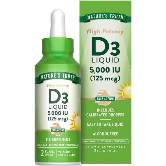 Vitamin D3 5000 IU | 2 fl oz Liquid | For Men and Women | by Nature's Truth
