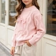 thumbnail image 4 of Afuyipoi Girls Cable Knit Turtleneck Sweater with Pearl Trim Bow Top for Kids Size 4-12Y Spring Fall Sweet Style Pink Size 5T, 4 of 9
