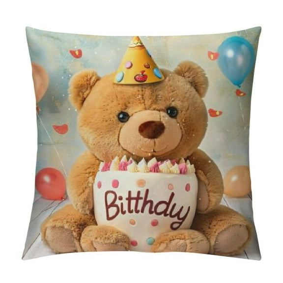 Plush Bear Throw Pillow Cute Birthday Gift Stuffed Animals Soft Plush Cat Pillow Plushie for Kids Adults Birthday Party Favor Gift Sofa Bedroom Decor (Bear)