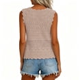 thumbnail image 6 of Gsakboxl Womens Tank Tops 2026 Women Hollow Out Crochet Wave Trim Sleeveless Knit Tank Top Loose Fit Breathable Summer Resort Beach Vacation Outfit Camisole Vest Khaki S, 6 of 7