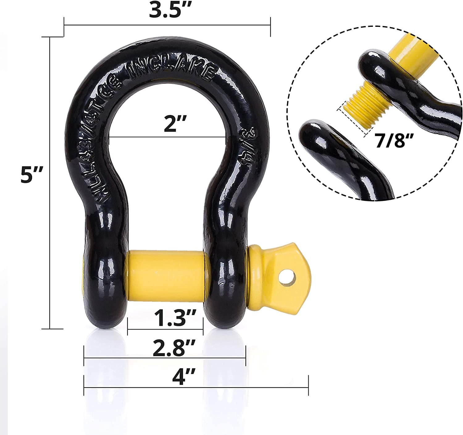 TRIPLE TREE Tow Strap Recovery Kit-3'' x 10ft (30,000 lbs. Break Strength) +3/4" D Ring Shackles （62,831 LBS Break Strength）(2pcs.)-Heavy Duty Recovery Tow Strap Kit -Off Road Towing Accessory