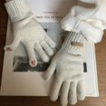 thumbnail image 1 of Guantes de cachemira de invierno para mujer, resistentes al frío, cálidos, gruesos, para conducir en invierno, guantes de punto de lana para otoño e invierno, 1 of 6