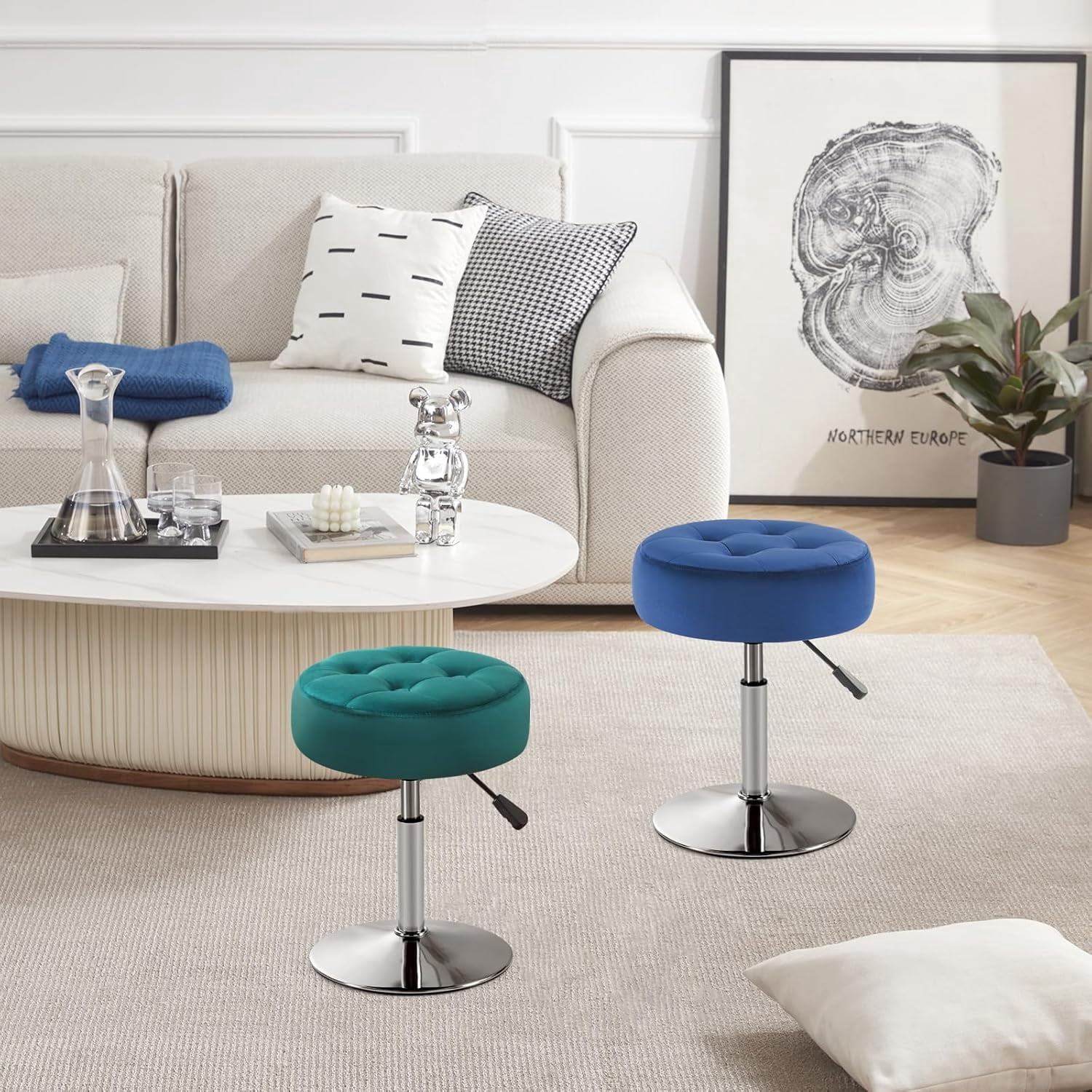 Teal Green Vanity Chair for Makeup Room Vanity Stool for Makeup