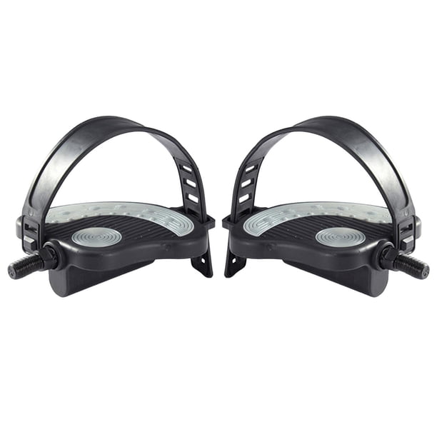 Toystoory Pedales de bicicleta de ejercicio con correas ajustables cortos Ciclismo Husillo largo de 14 mm