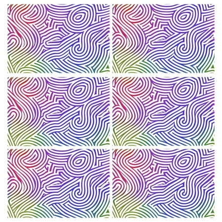 

Ryvnso Placemats Set of 6 Colorful Wavy Dining Mats Heat-Resistant Non-Slip Washable Table Mat