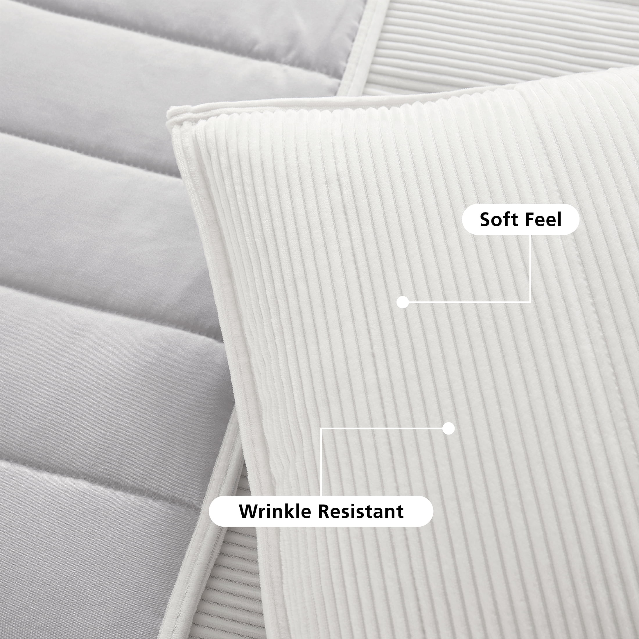 Mainstays Corduroy Pillow Sham, Standard, White, 1 Pack