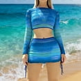 thumbnail image 5 of Ahdbta Womens Swimsuit Beachwear Summer 4 Pieces Bikini Sets Long Sleeve Mesh Cover Up Crop Tops and Wraps Skirt Bathing Suit, 5 of 9