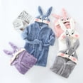 thumbnail image 3 of 1-7Y Toddler Boys Girls Cute Bunny Hooded Bathrobe Kids Flannel Robes Bath Wrap Sleepwear, 3 of 4