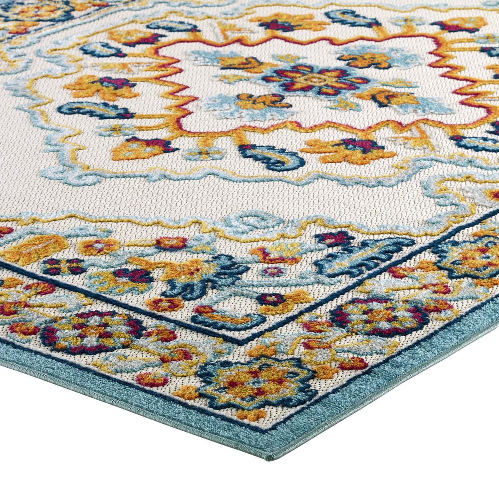 Modway Reflect Ansel Distressed Floral Vintage Medallion 8x10 Indoor and Outdoor Area Rug in Multicolored