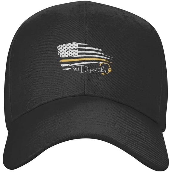 Number 911 Dispatcher Thin Gold Yellow Line Dispatch American Flag Hat Adult Adjustable Classic Casquette hat Baseball Cap