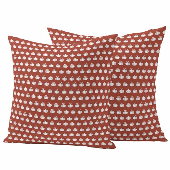 Red Pumpkins Fall Outdoor Waterproof Pillow Covers, Thanksgiving Pumpkin Pastoral Decorative Square Throw Pillowcase Sofa Cushion Sham for Patio/Couch/Chair, 20"x20" 2 Pack
