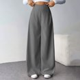 thumbnail image 4 of Comdrip Women's Pants Women's Loose Pleated Front Long Pants Wide Leg Trousers Solid Causal Dress Pants Women Grey M, 4 of 8