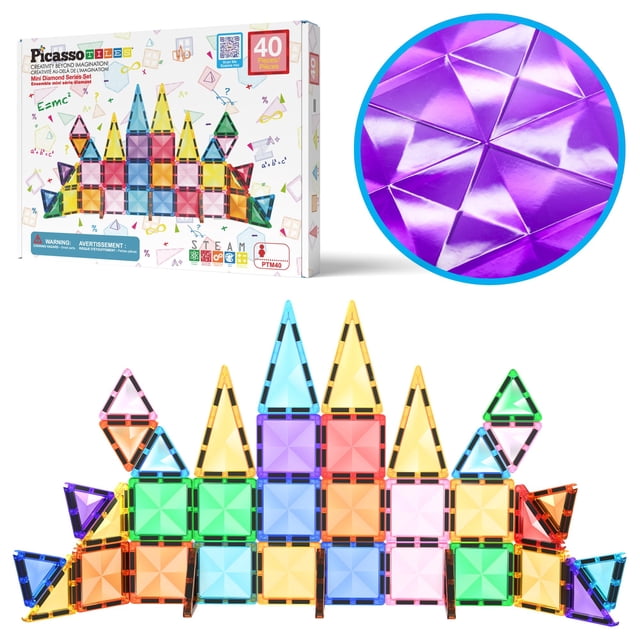Bloques Magneticos PicassoTiles Mini Diamond PTM40 40 Piezas STEM
