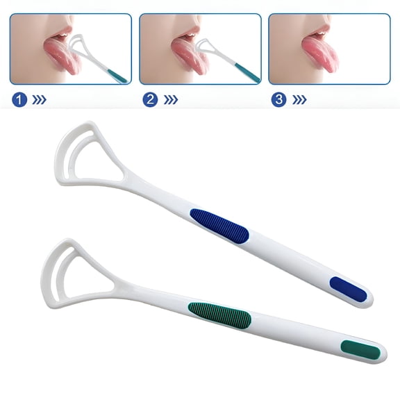 ACDANC Dual-Pack Tongue Scraper&Cleaner | 18Cm Plastic Tongue Brush for Bad Breath Removal | Wide Coverage Design with Rubber Grip | Oral Hygiene Tool for Fresh Breath&Plaque Removal