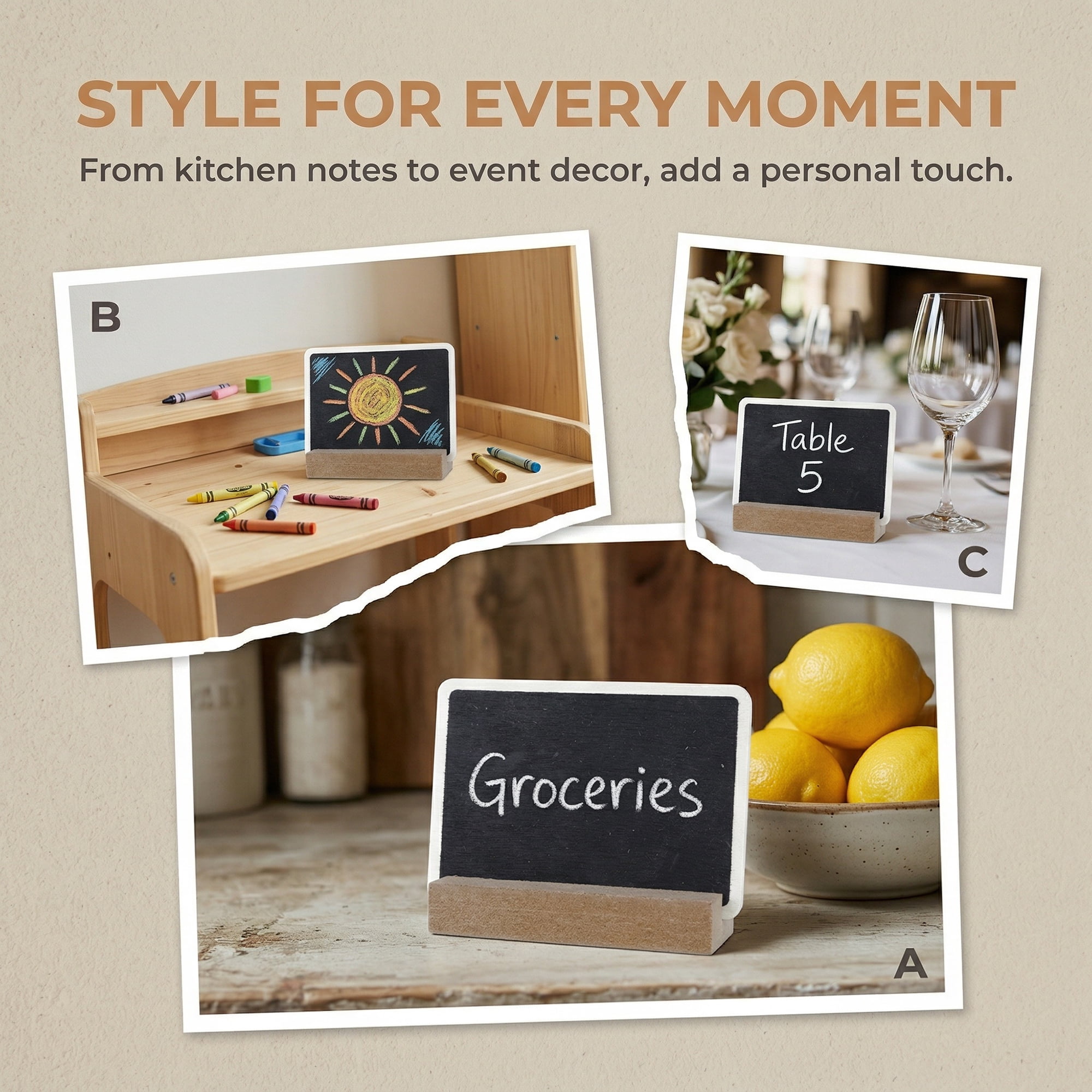Unique Bargains 20Pcs Mini Chalkboard Signs with Support Base 12Pcs Square 3.1" x 1.0" x 2.3"
