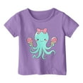 thumbnail image 3 of Girls Shirts Size 14 16 Fashion Crewneck Short Sleeves Ocean Print T-Shirts Breathable Girls Clothes Top,,160(12-13 Years), 3 of 3