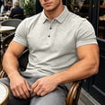 thumbnail image 5 of Golf Shirts For Men Short Sleeve Lapel Button Polos-Collared Texture Tops Casual Moisture Wicking Polos Shirt (4XL, Beige), 5 of 9