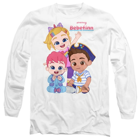 Bebefinn Siblings Unisex Adult Long-Sleeve T Shirt, White, Medium