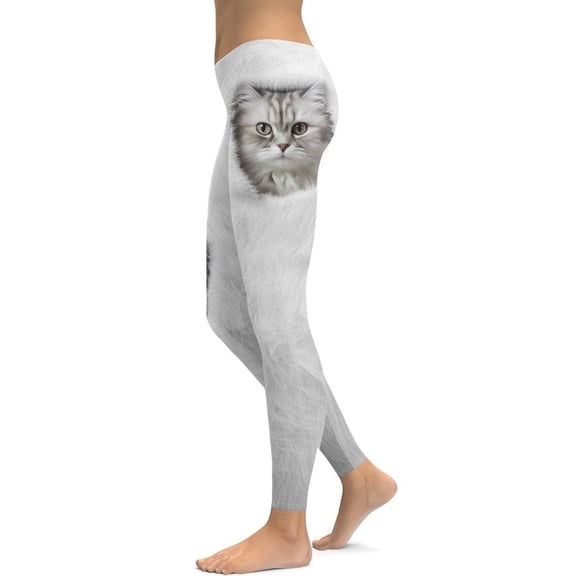Cute Cozy Cat Leggings Size: XS for Women | FIERCEPULSE