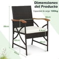 thumbnail image 3 of Costway Conjunto de 2 Sillas de Mimbre para Patio Sillas de Ratán PE con Cojín Suave Reposabrazos Marco Metal Sillones para Jardín Balcón Piscina, 3 of 8