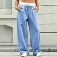 thumbnail image 2 of Dagugfen Sweatpants for Women Drawstring Straight Leg Elastic Waist Loose Fitted Breathable Casual Pants with Pockets(XXL,Sky Blue), 2 of 7