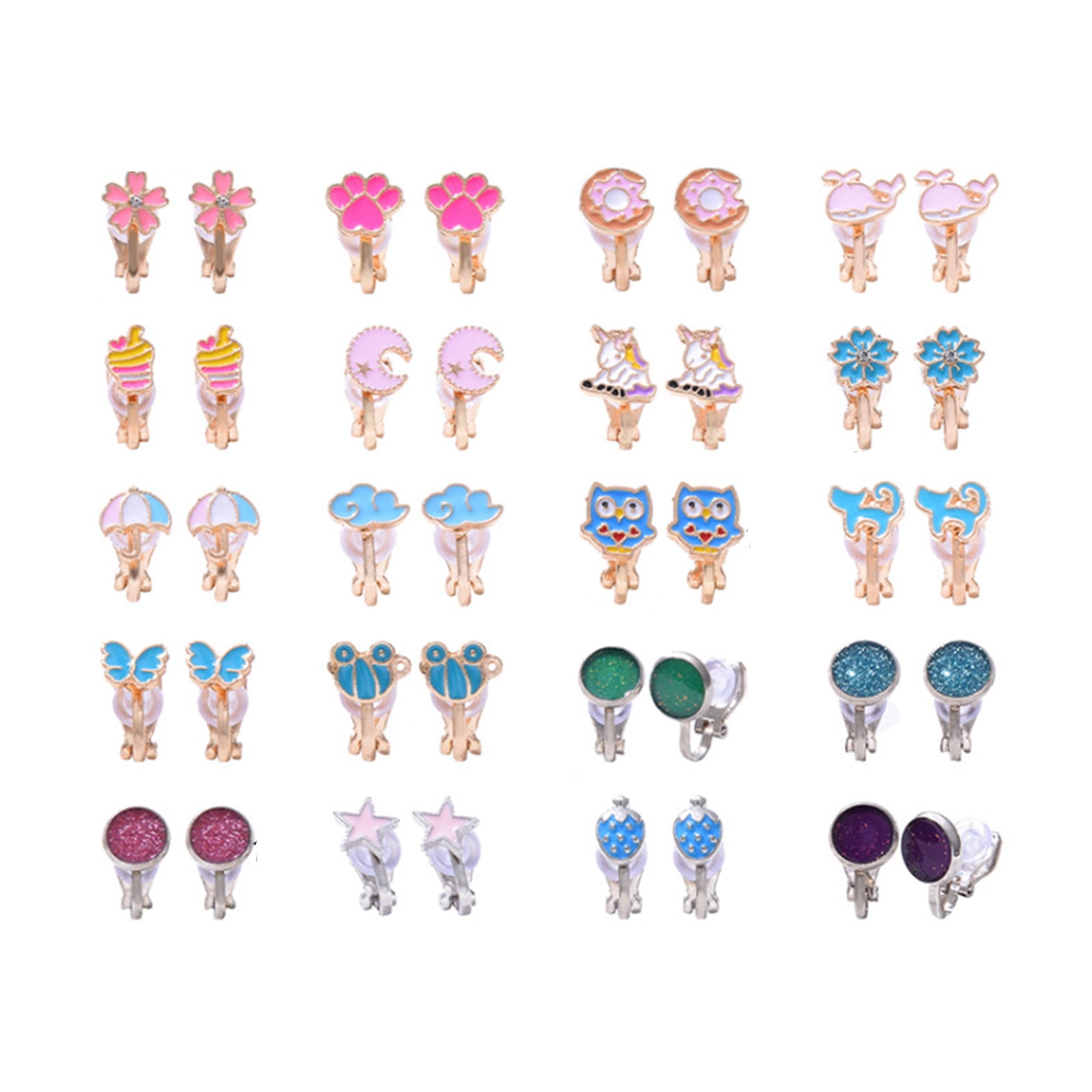 40Pieces/20Pair Girls Clip On Earrings Cute Jewelry Set for Little Girls Mermaid