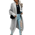 thumbnail image 4 of Women Cardigan Sweaters Long Sleeve Open Front Knit Long Duster Coat Lapel Oversized 2025 Fall Winter Loose Outerwear Clothes, 4 of 5