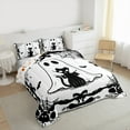 thumbnail image 3 of Feelyou Kawaii Cartoon Ghost Queen Comforter Set for Kid, Cute Cat Kitten Bedding Sets, White Black Halloween Reversible Bedding Comforter Set, Breathable Home Decor, 3-Piece, 3 of 8